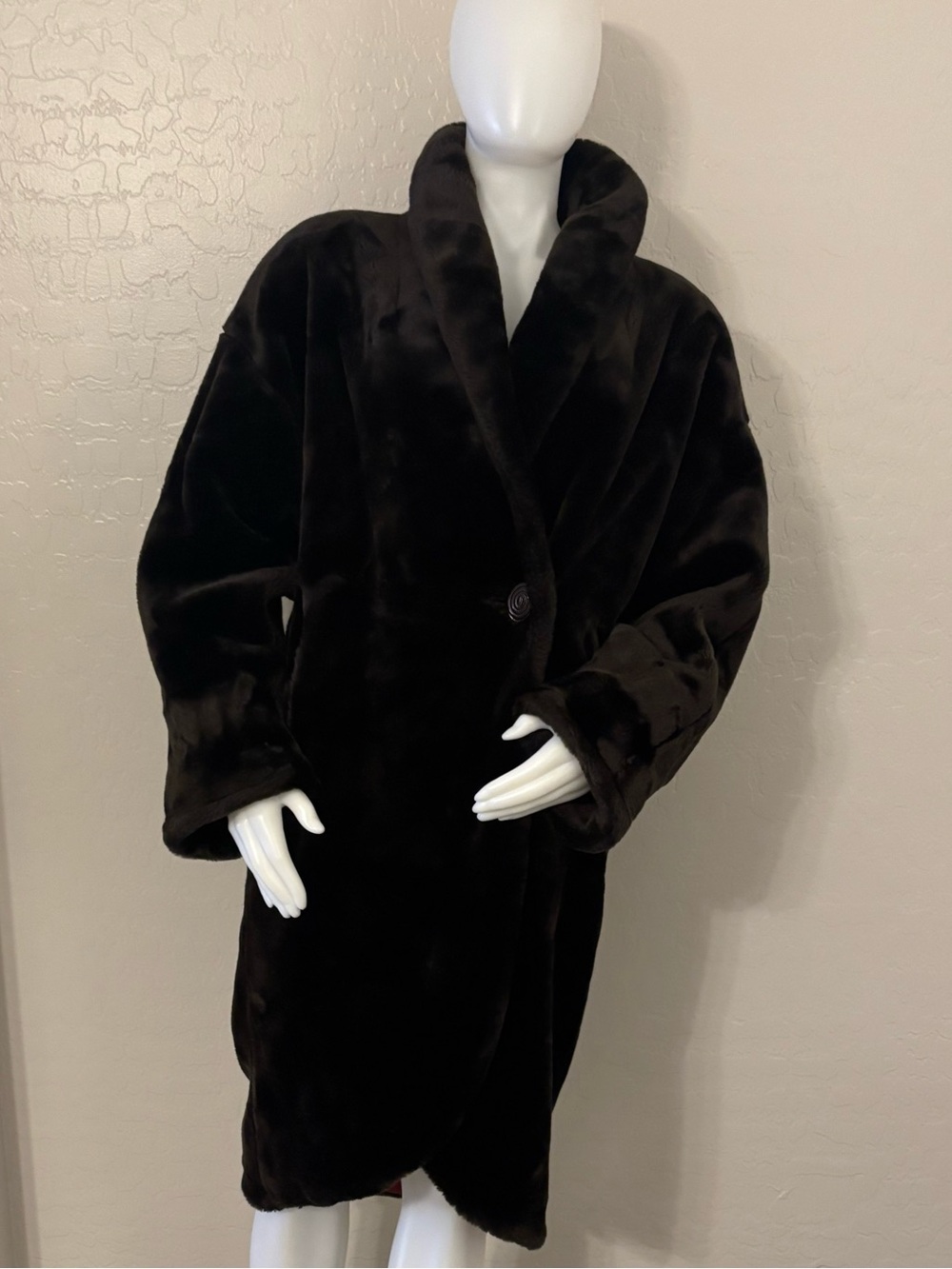 Vintage Donny Brook Brown Plush Faux Fur Coat Small
